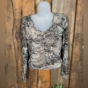 DKNY Rouched Long Sleeved Top - Size Small